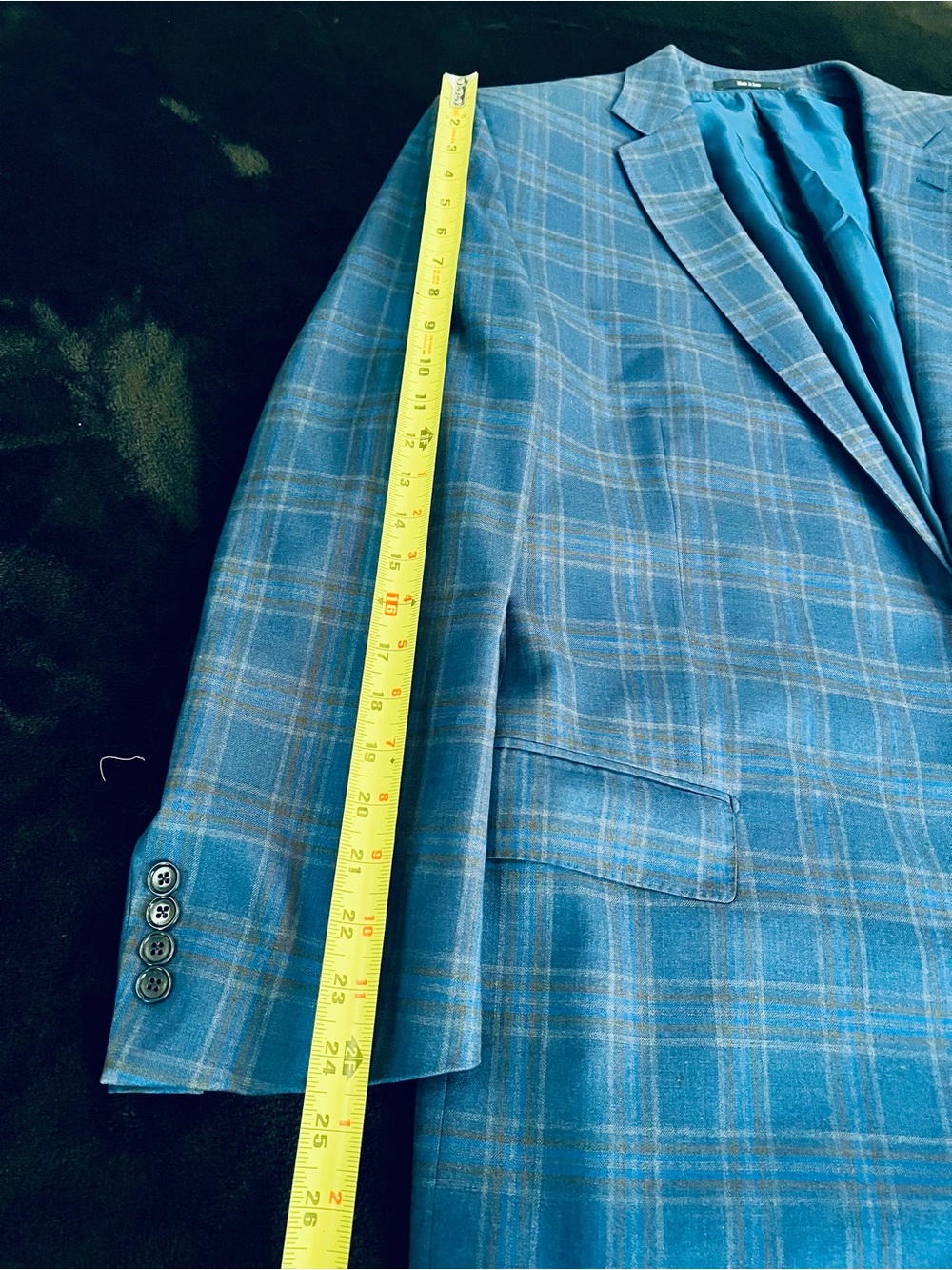 Ermenegildo Zegna Made in Italy Blue Plaid Sport Coat with Subtle Tan Windowpane - Picture 12 of 14